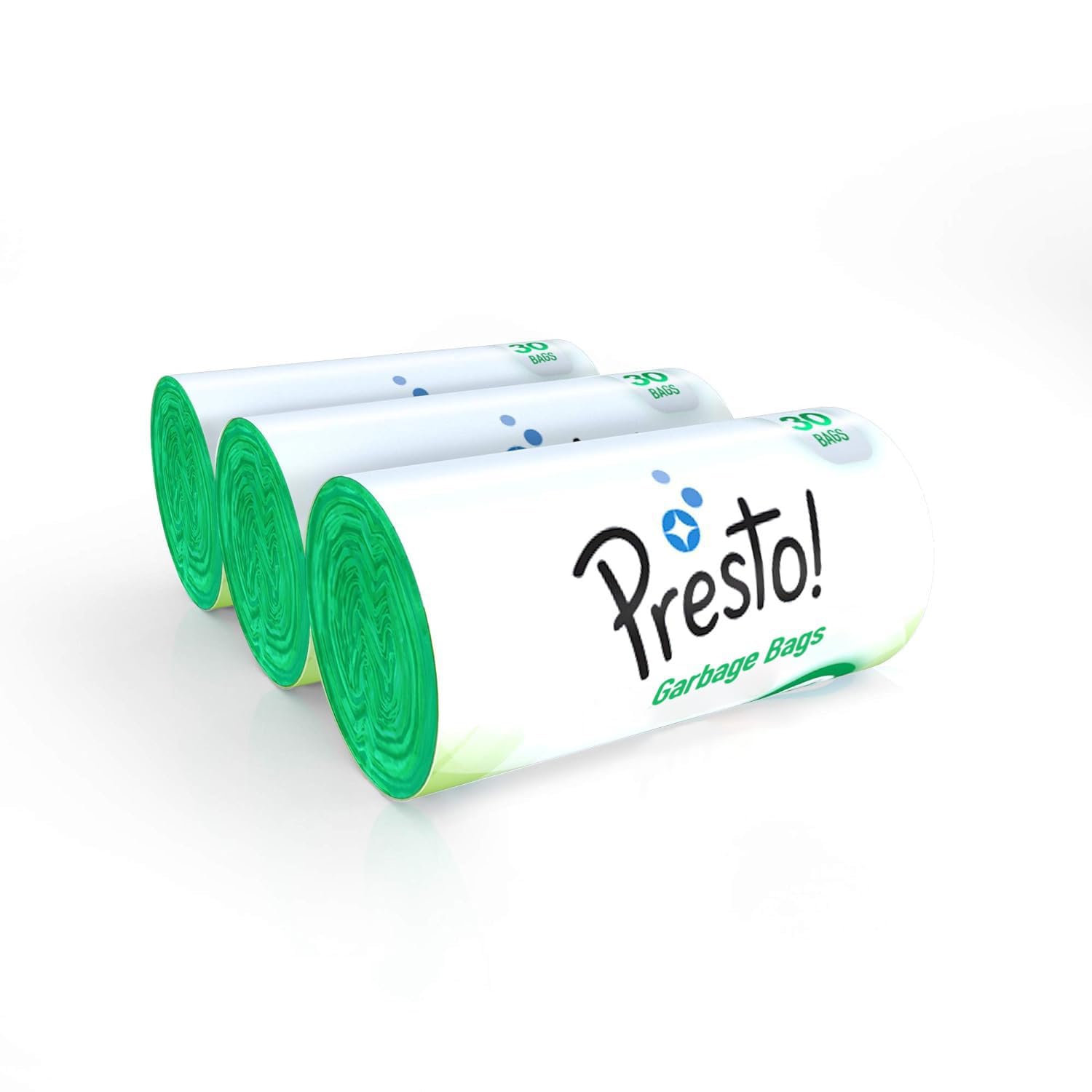 Amazon Brand - Presto! Garbage Bags | Medium | 180 Count | 30 Bags X 6 Rolls | 19 X 21 Inches | For Dry & Wet Waste | Black