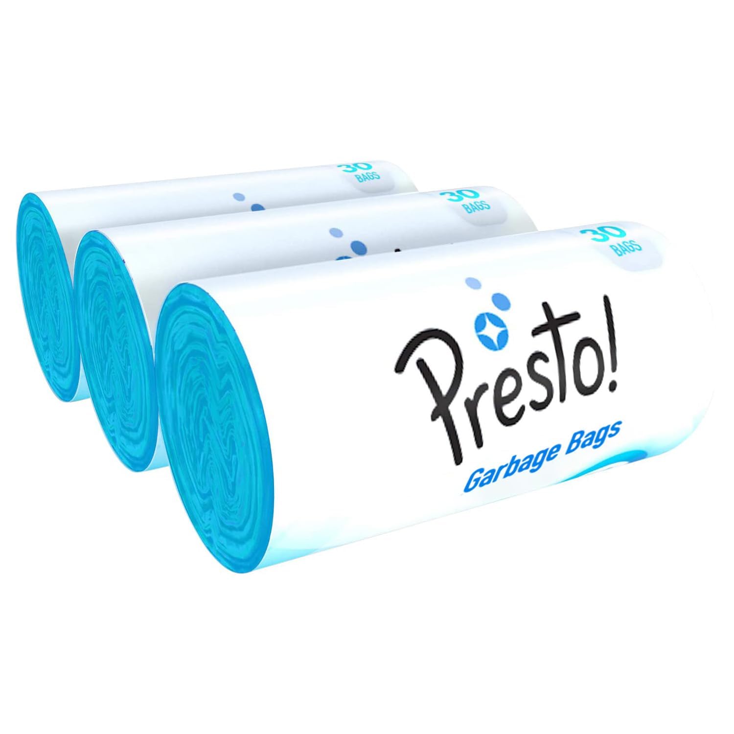 Amazon Brand - Presto! Garbage Bags | Medium | 180 Count | 30 Bags X 6 Rolls | 19 X 21 Inches | For Dry & Wet Waste | Black